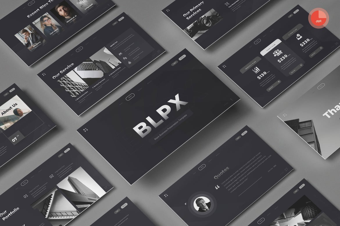 Template PowerPoint BLPX - Presentasi Bisnis Hitam yang Menarik