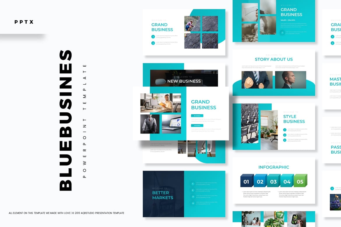 Template PowerPoint Blue Business yang Menawan