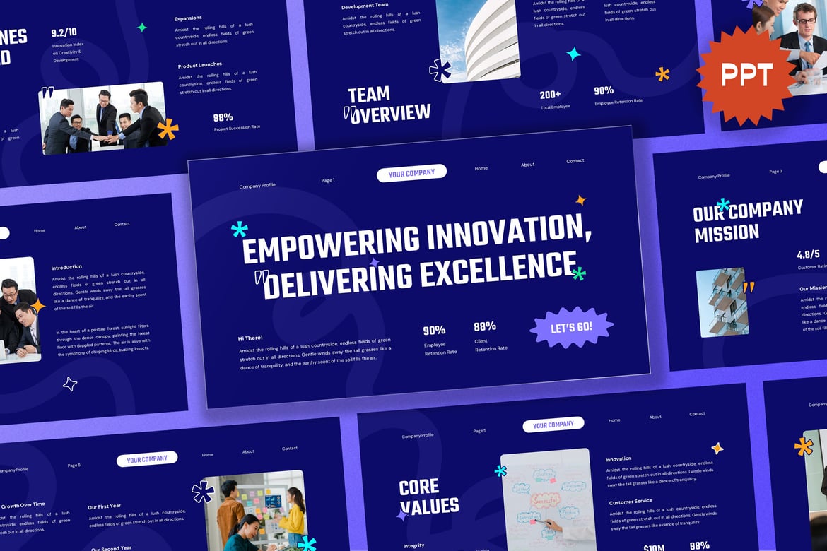 Template Presentasi PowerPoint Kreatif Berwarna Biru