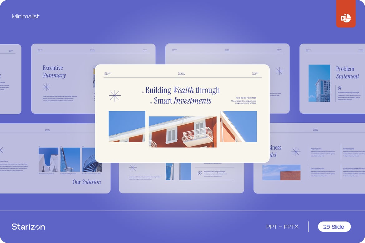 Template PowerPoint Pitch Deck Minimalis Biru yang Elegan • 002