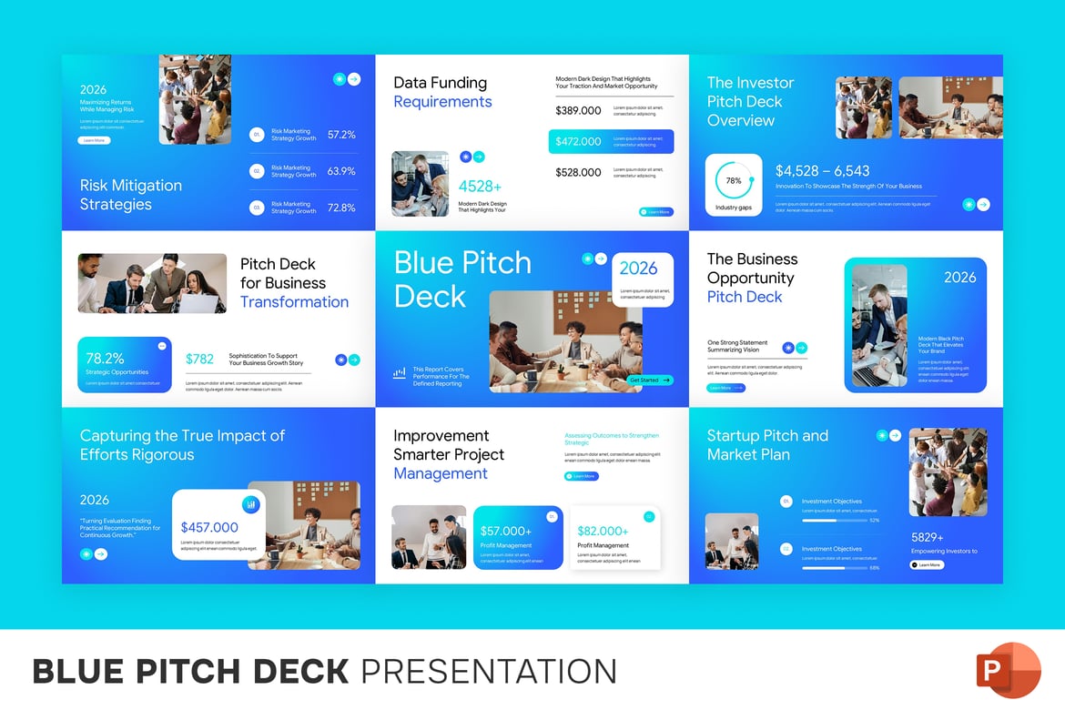 Template Presentasi Pitch Deck Biru yang Menarik dan Profesional