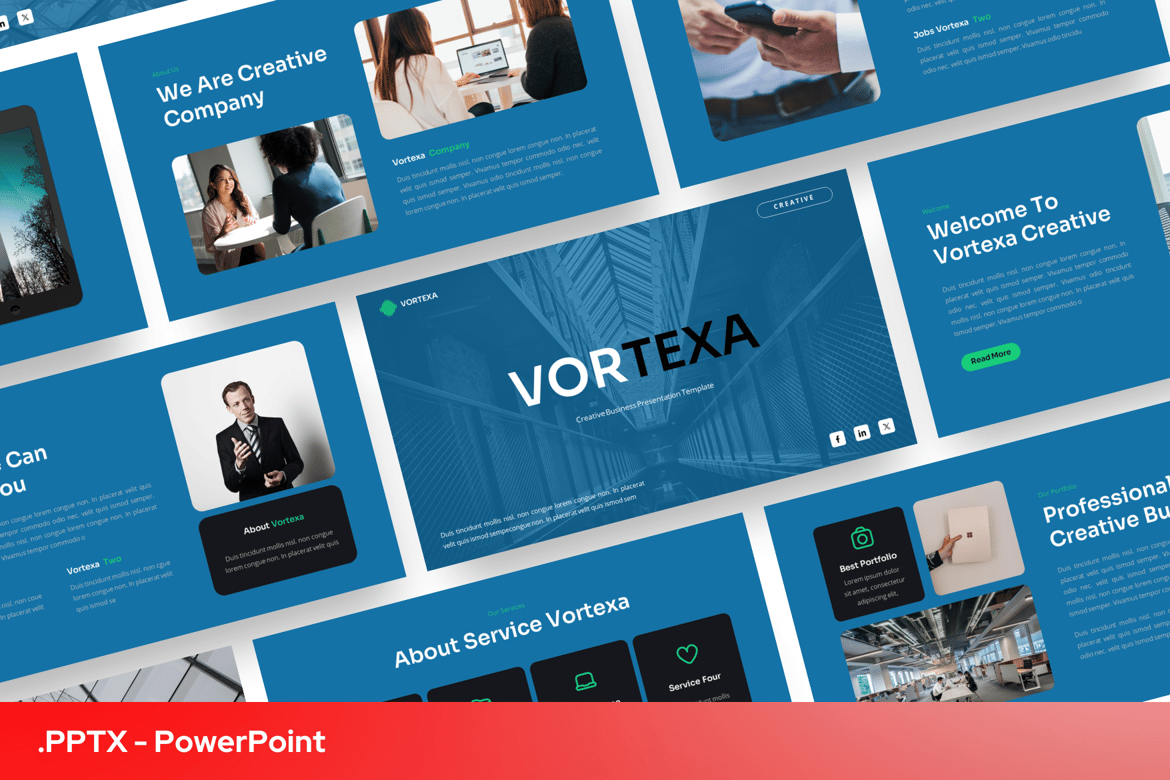 Template Presentasi PowerPoint Vortexa yang Kreatif dan Profesional