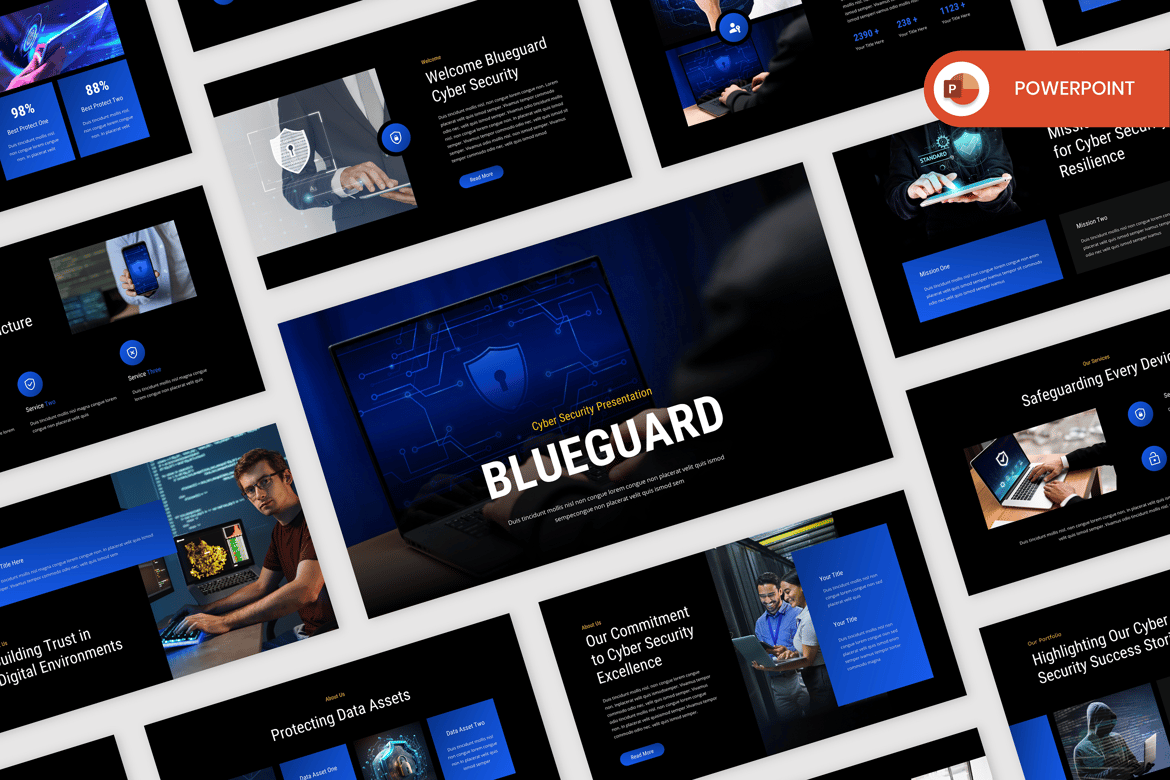 Template Presentasi Keamanan Siber Blueguard yang Profesional dan Modern