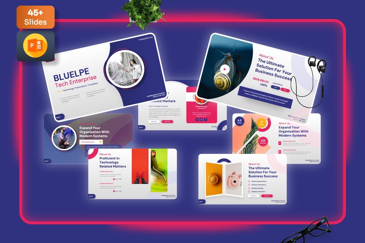 Blueple - Template Powerpoint Kreatif Teknologi yang Menarik