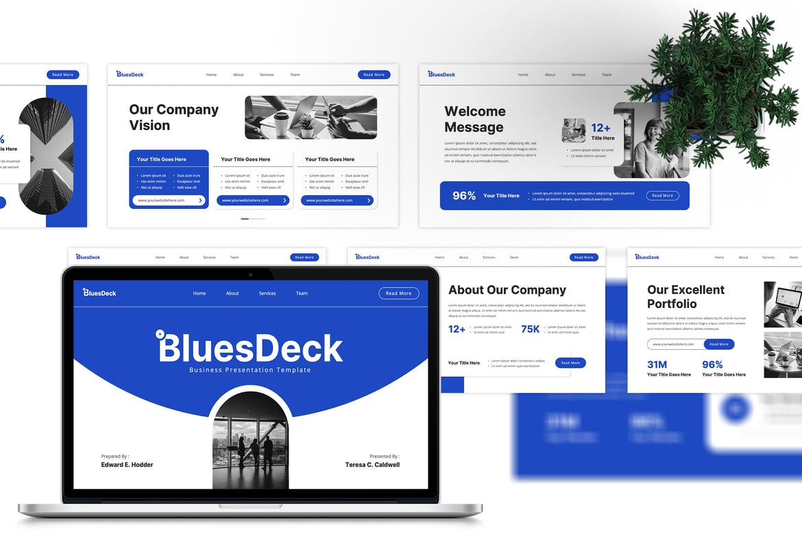 Template PowerPoint Bisnis BluesDeck - Profesional dan Modern