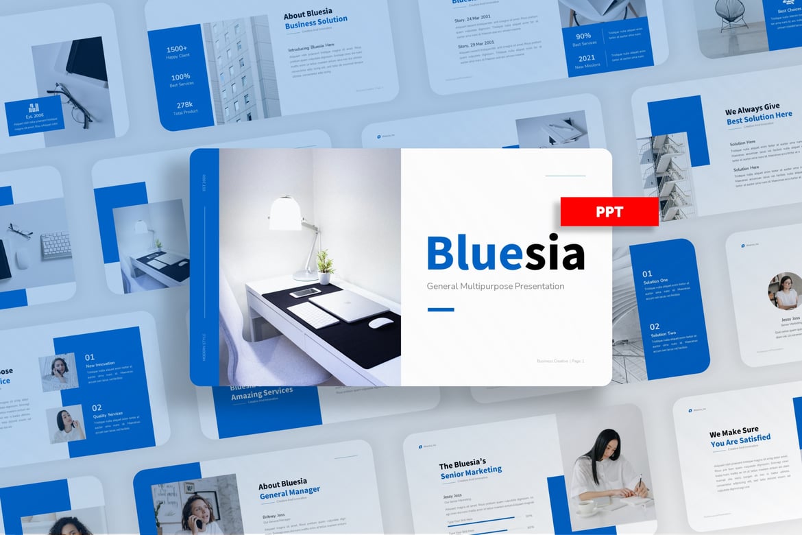 Bluesia - Template PowerPoint Serbaguna untuk Presentasi Anda