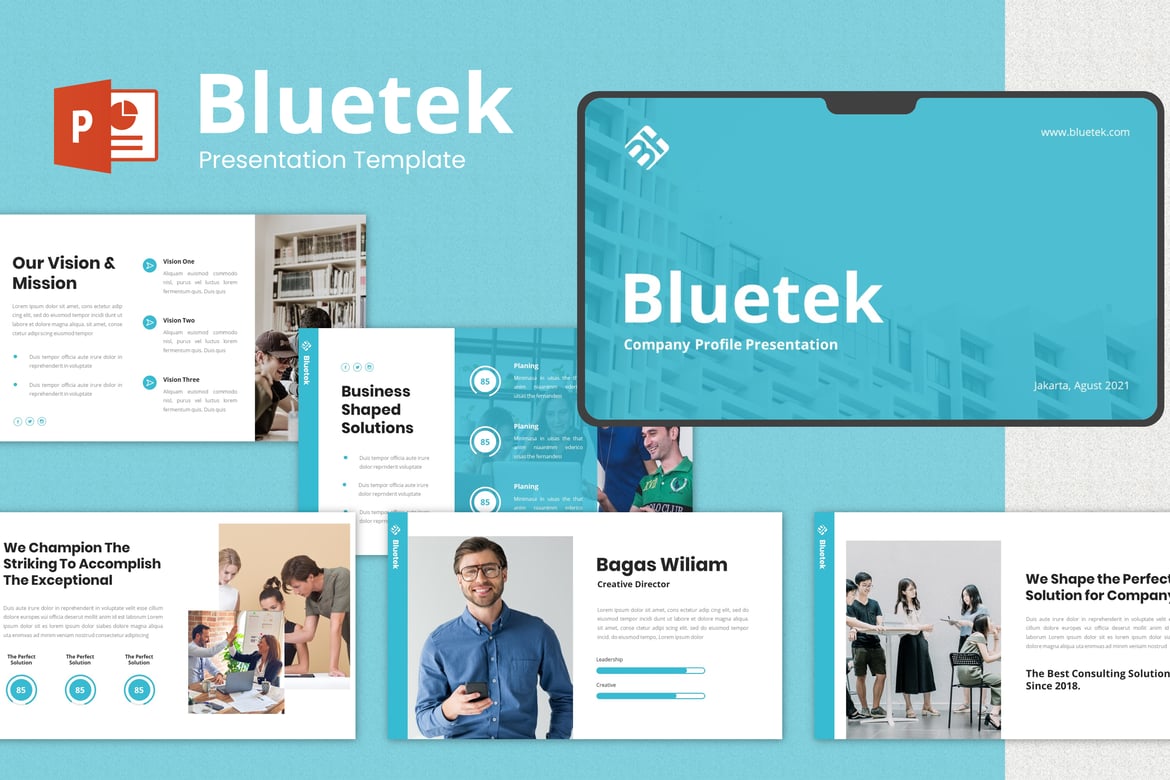 Template Presentasi Profil Perusahaan Bluetek yang Menarik dan Profesional