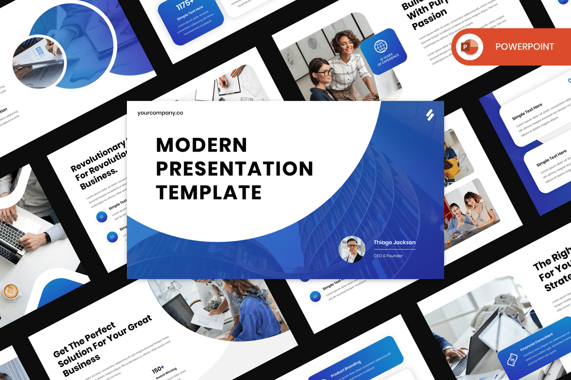Template Presentasi PowerPoint Modern Bluez untuk Bisnis