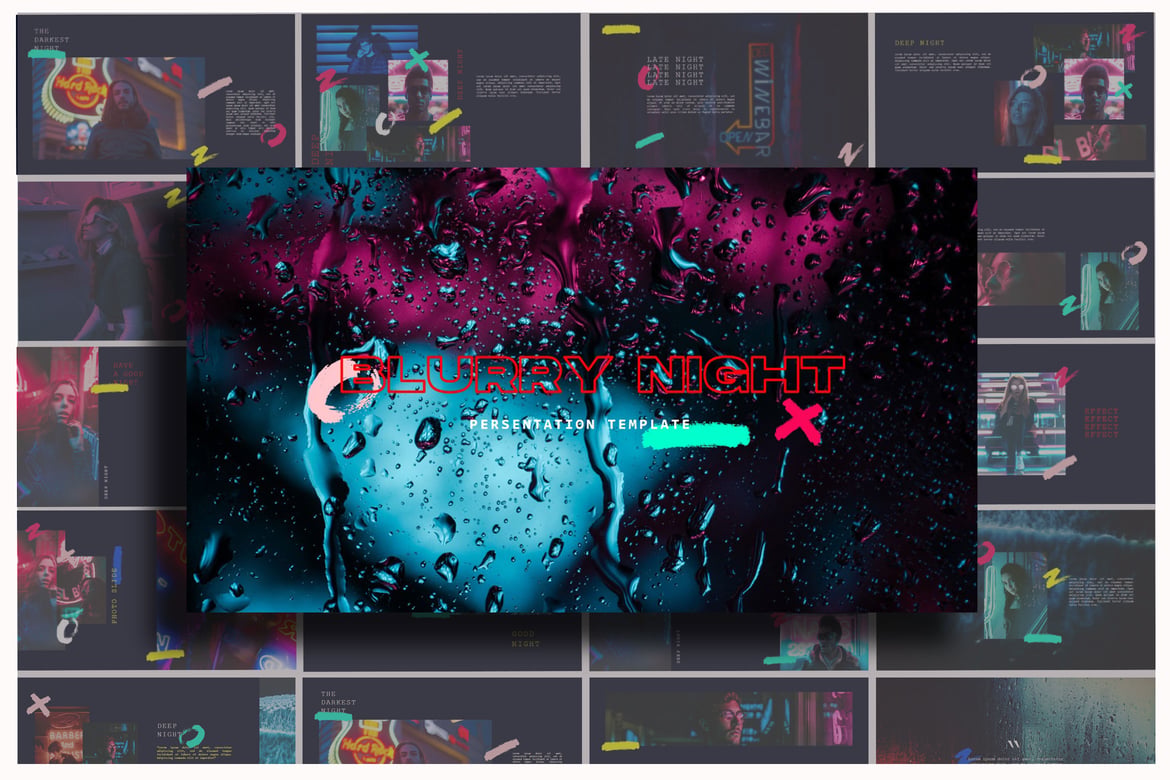 Template PowerPoint Blurry Night - Presentasi Kreatif yang Unik