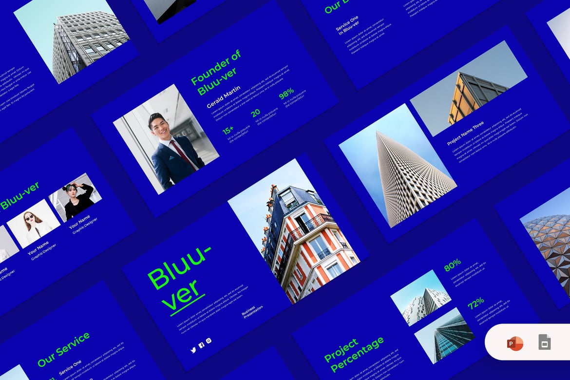 Bluuver - Template PowerPoint Bisnis yang Stylish