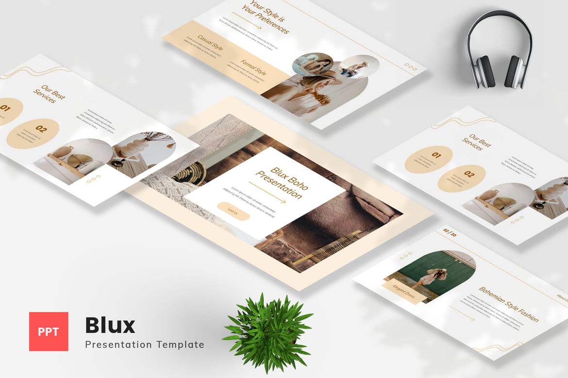 Blux - Template PowerPoint Bergaya Bohemian yang Menarik