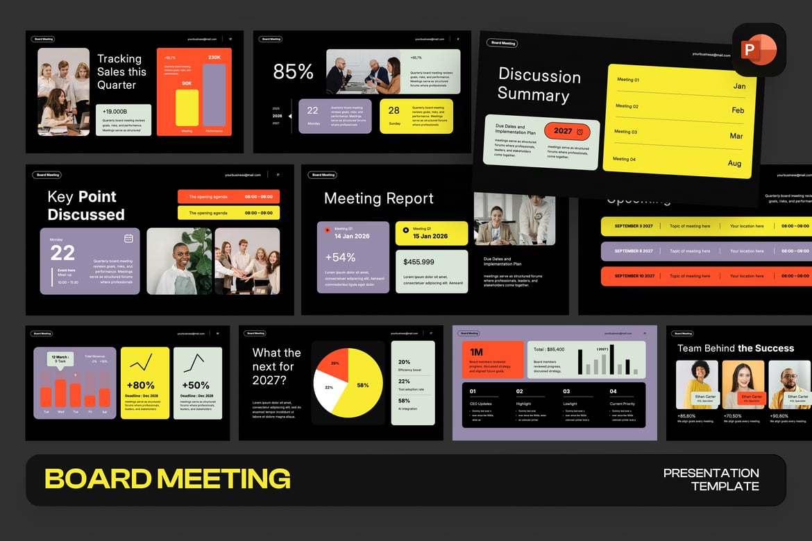 Template Presentasi PowerPoint untuk Rapat Dewan yang Modern dan Profesional