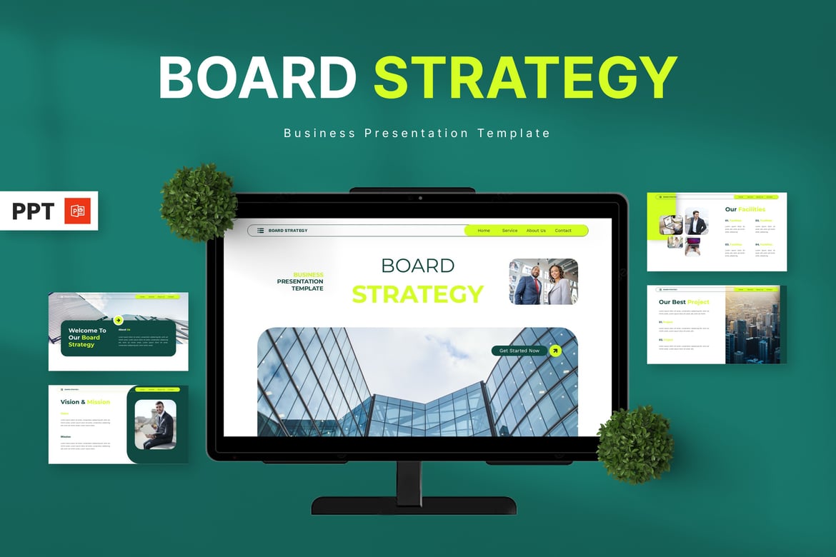 Template Presentasi PowerPoint Strategi Dewan Bisnis yang Kreatif
