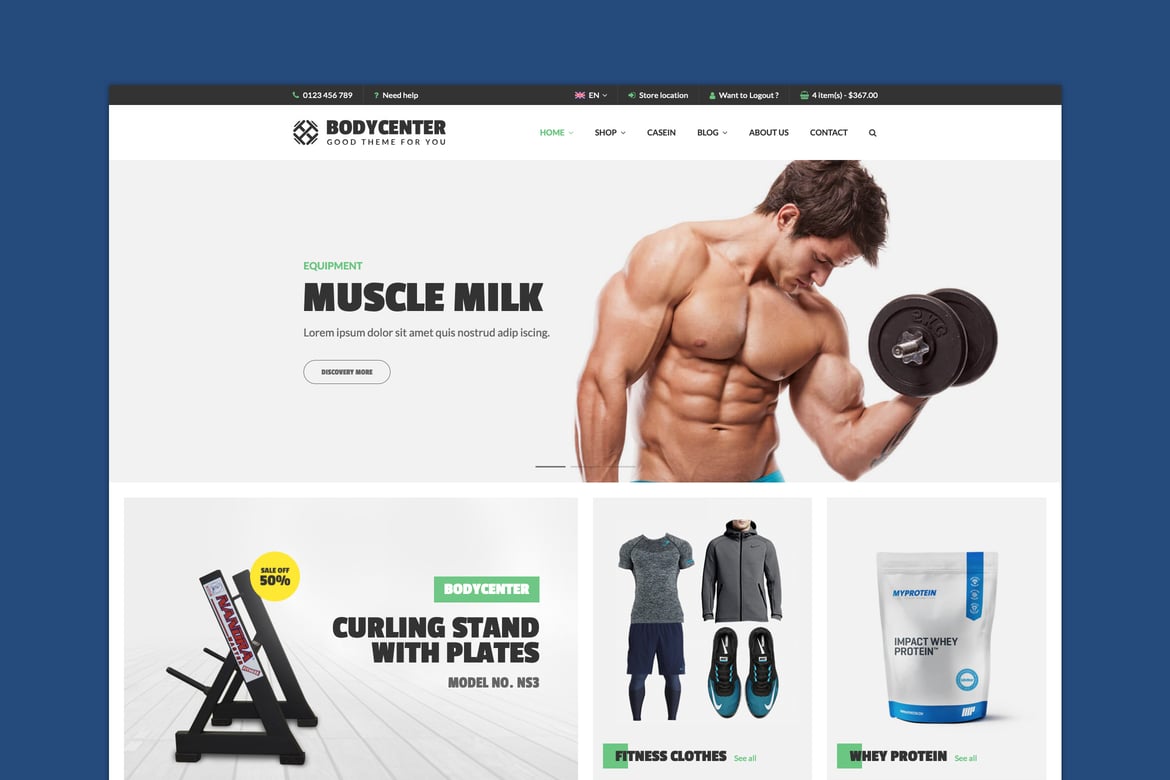 Tema WordPress Fitness BodyCenter - Solusi Terbaik untuk Toko Olahraga Anda