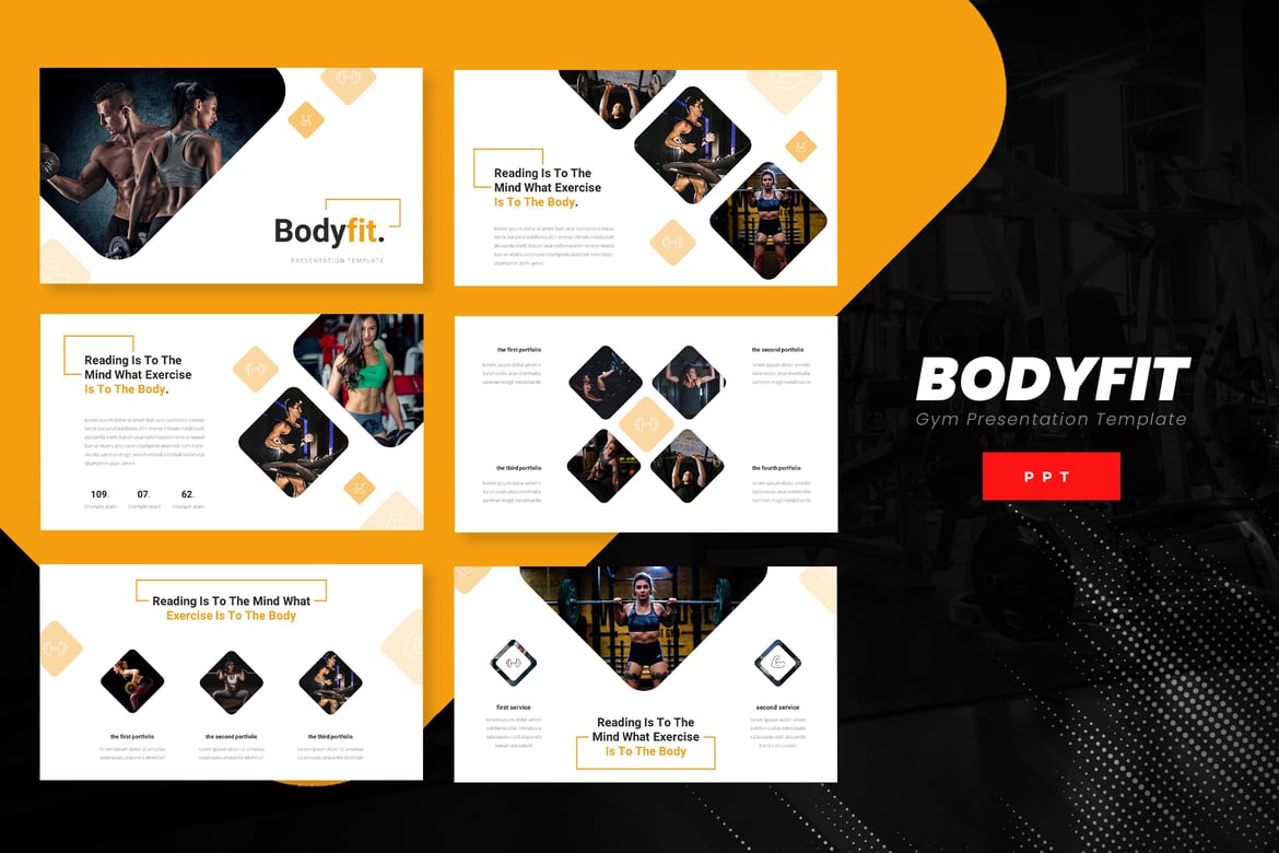 Template Presentasi PowerPoint Bodyfit - Solusi Fitness yang Menarik