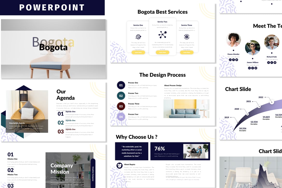 Template Powerpoint Profesional Bogota untuk Presentasi Bisnis