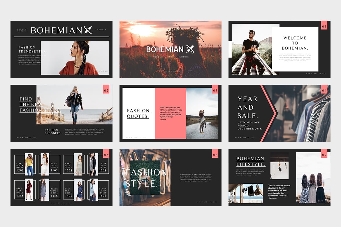 Template Presentasi Fashion Bohemian yang Menawan