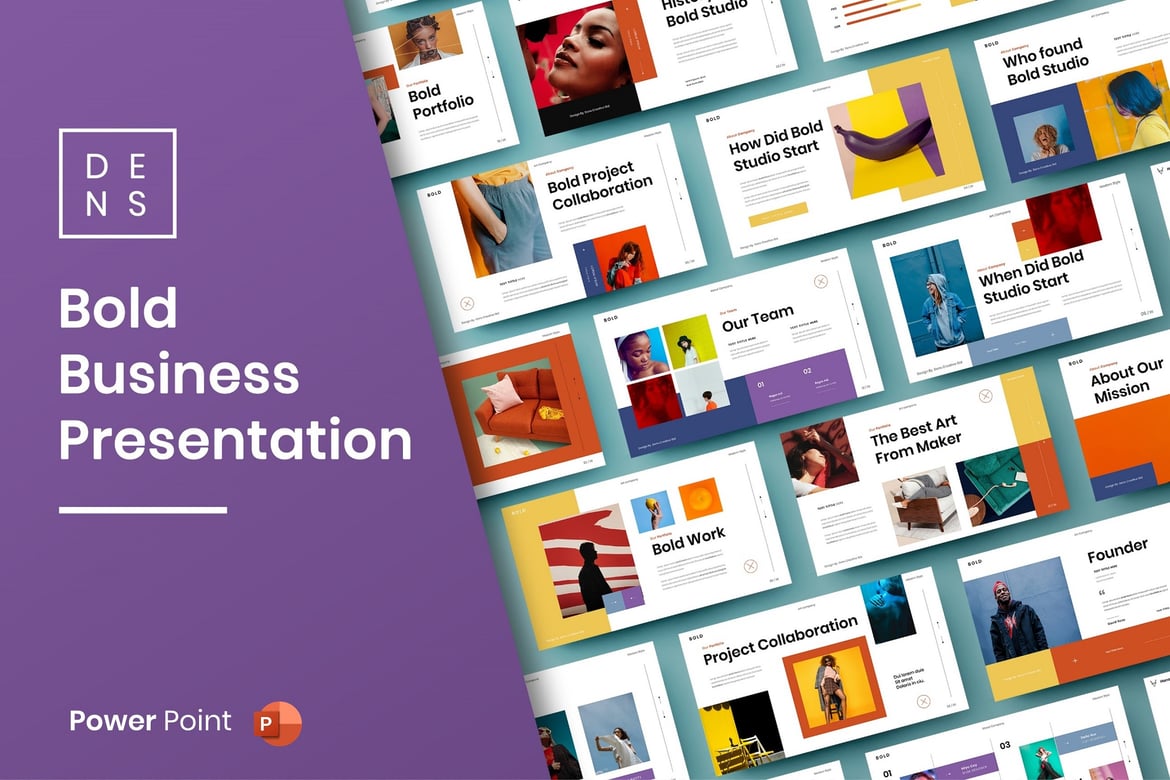 Template Presentasi PowerPoint Bold untuk Bisnis yang Menarik