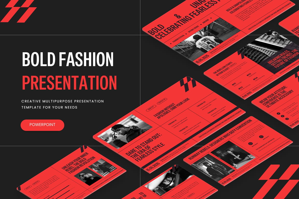 Template Presentasi Powerpoint Fashion yang Berani