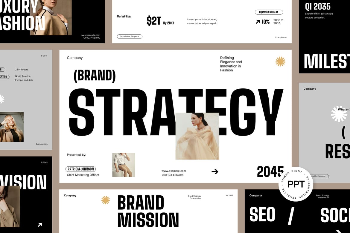 Template Presentasi Strategi Merek Minimalis Berani