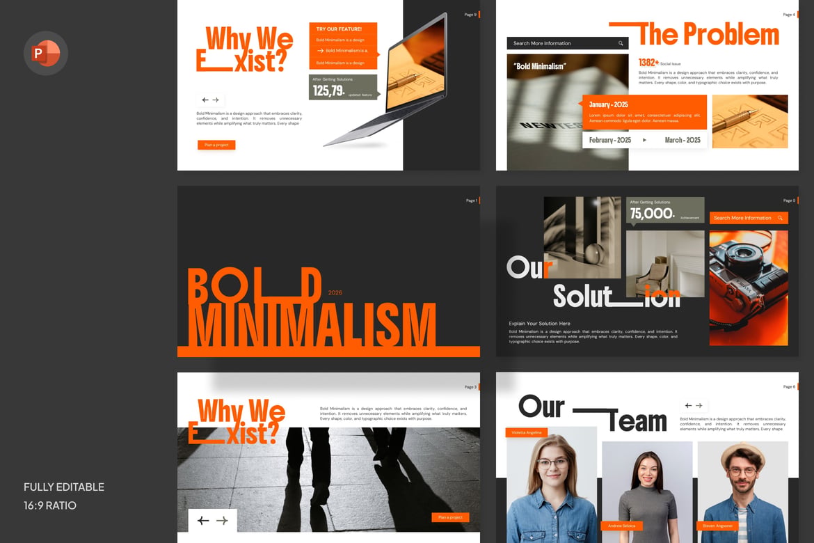 Template Presentasi PowerPoint Bold Minimalism yang Menarik