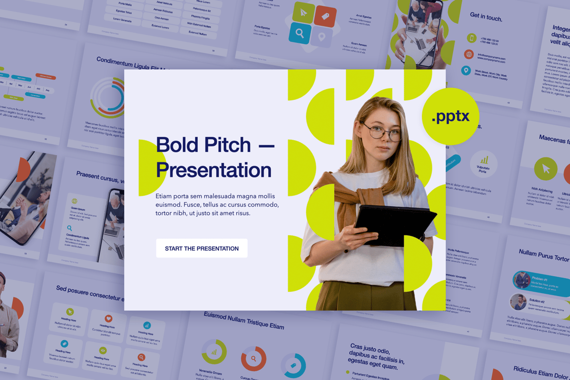Template Presentasi PowerPoint Bold Pitch yang Profesional