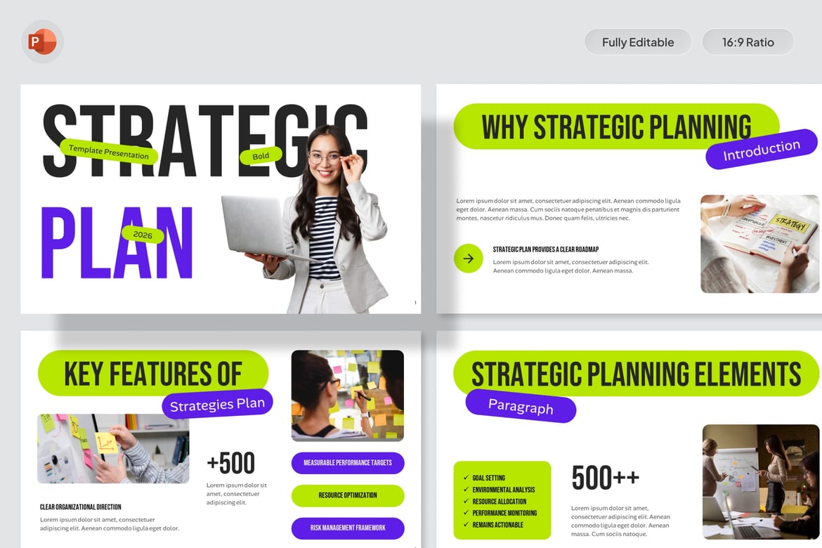 Template Presentasi Strategi Bold - PowerPoint untuk Kesuksesan Bisnis