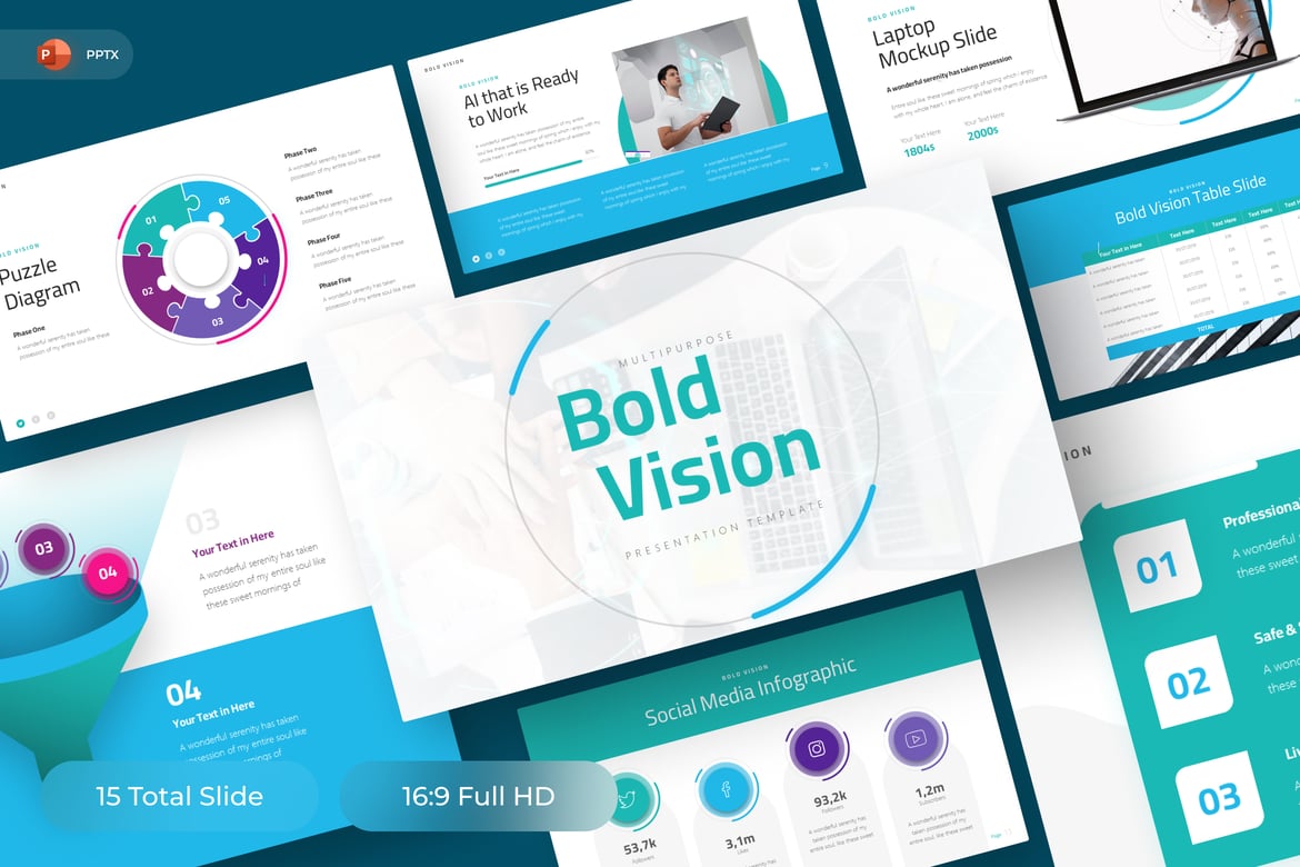Template PowerPoint Bold Vision - Solusi Presentasi Serbaguna