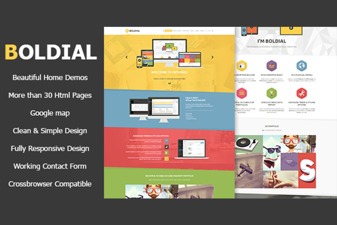 Template Website Boldial - Tema Kreatif Minimalis