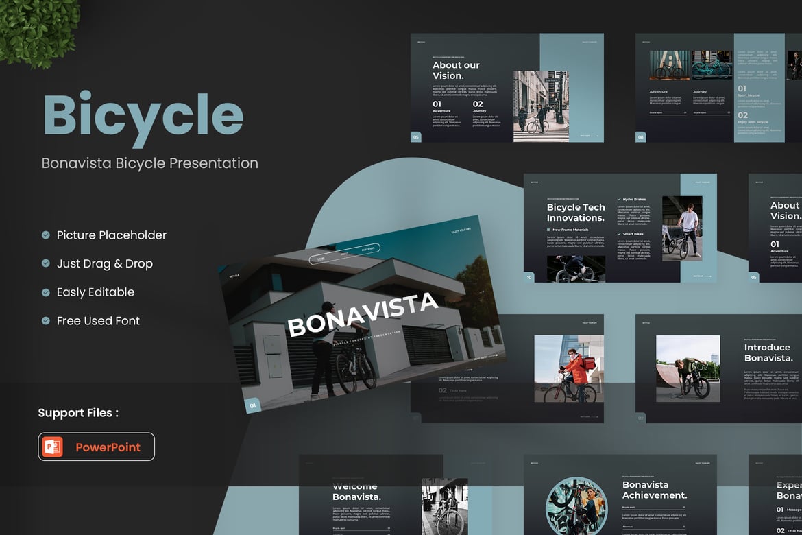 Template Presentasi PowerPoint Bonavista untuk Sepeda yang Menarik