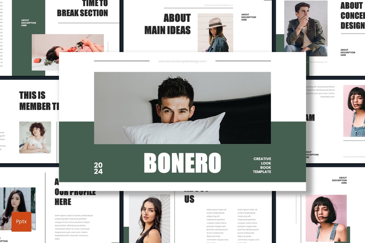 Template Presentasi Powerpoint Bonero - Desain Minimalis dan Kreatif