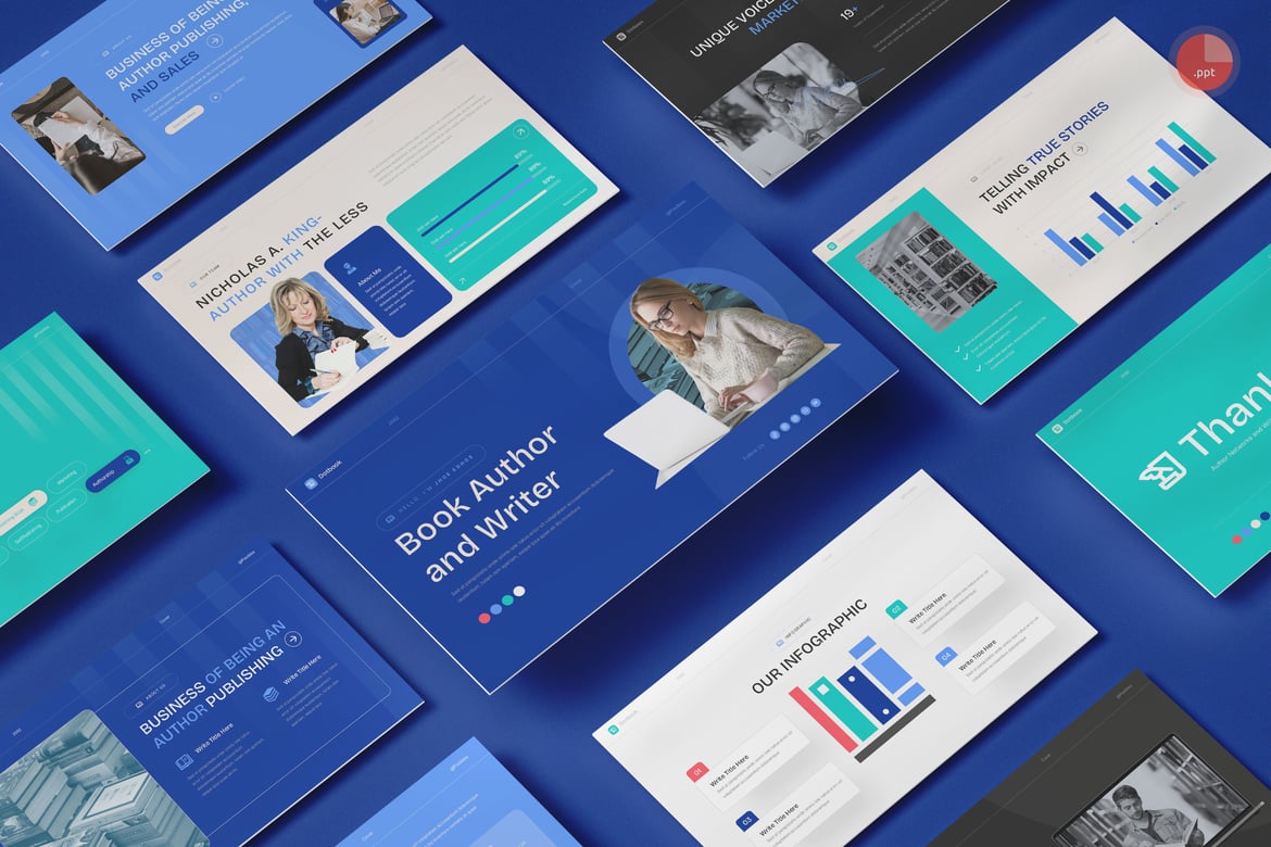 Template Presentasi PowerPoint untuk Penulis dan Pengarang