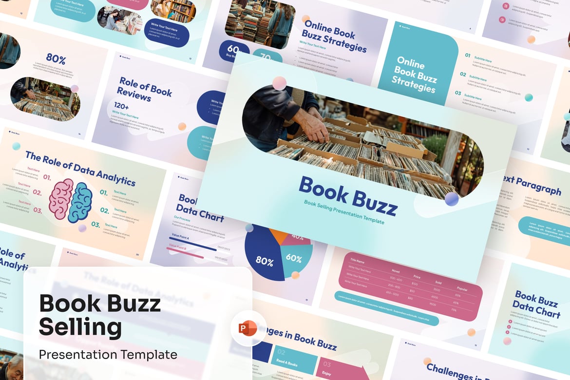 Template PowerPoint Penjualan Buku yang Menarik
