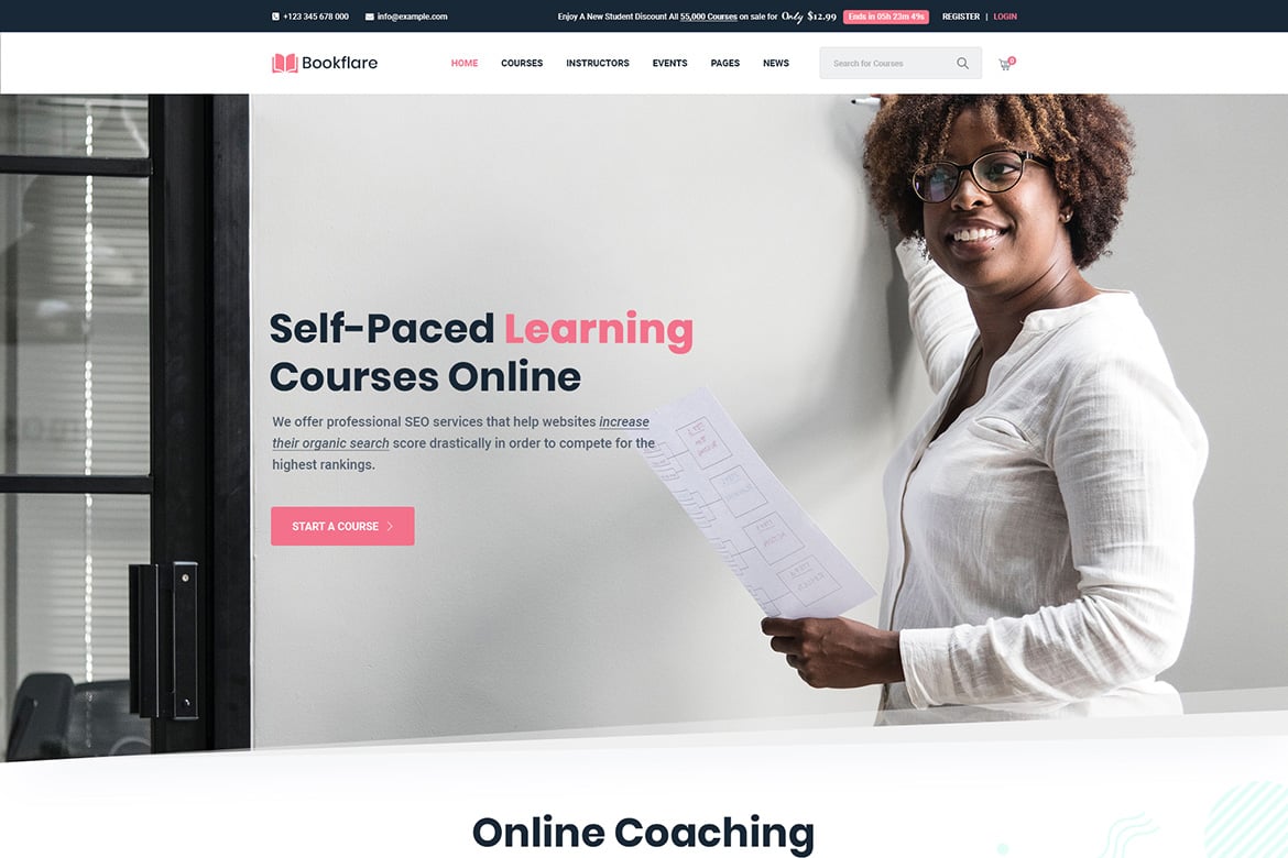 Bookflare - Template Website Pendidikan Modern dan LMS yang Responsif
