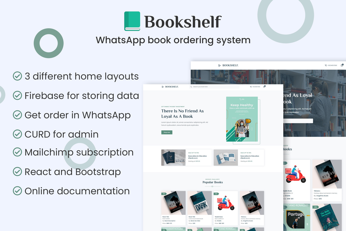 Sistem Pemesanan Buku melalui WhatsApp - Template Website Bookshelf
