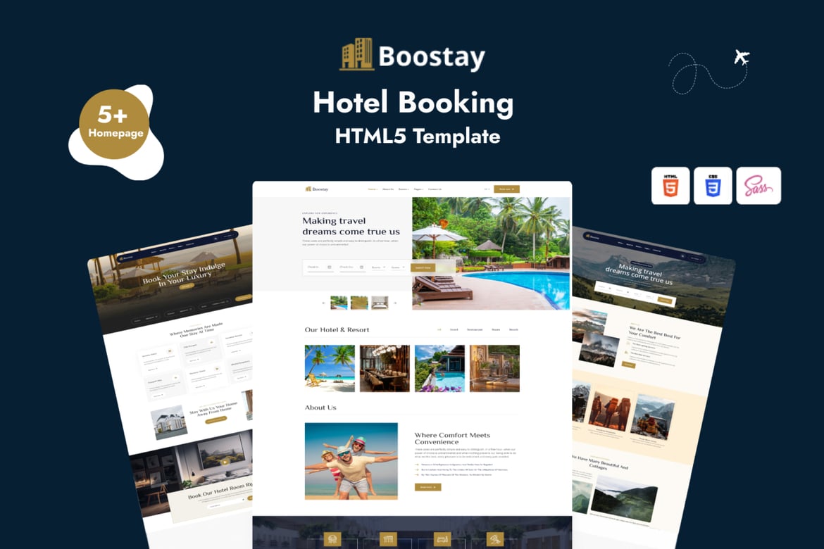 Boostay - Template Website Booking Hotel Modern dan Responsif
