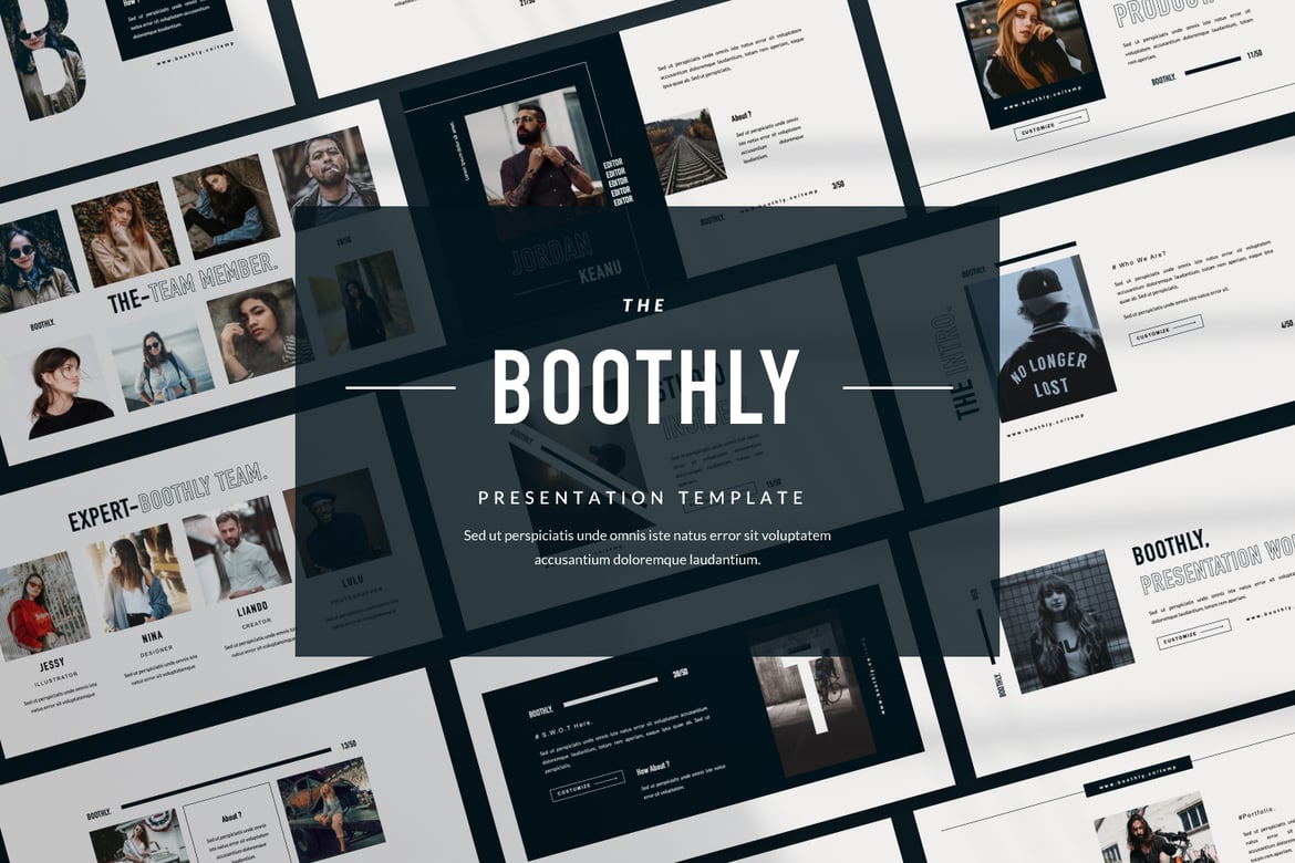Template PowerPoint Kreatif BOOTHLY untuk Presentasi Menarik