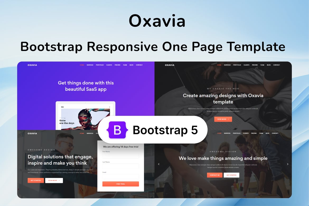 Template Website Satu Halaman Responsif - Oxavia yang Modern dan Elegan
