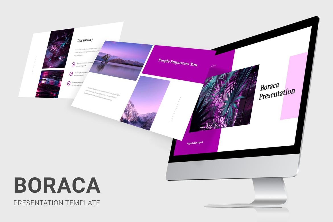 Template Presentasi PowerPoint Boraca - Desain Elegan Berwarna Ungu