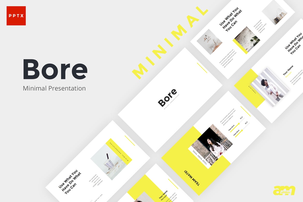 Template Powerpoint Minimalis Bore yang Kreatif dan Elegan