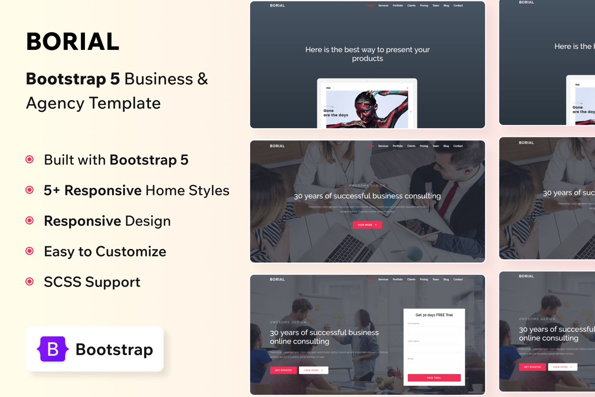 Borial - Template Website Bisnis & Agensi yang Profesional