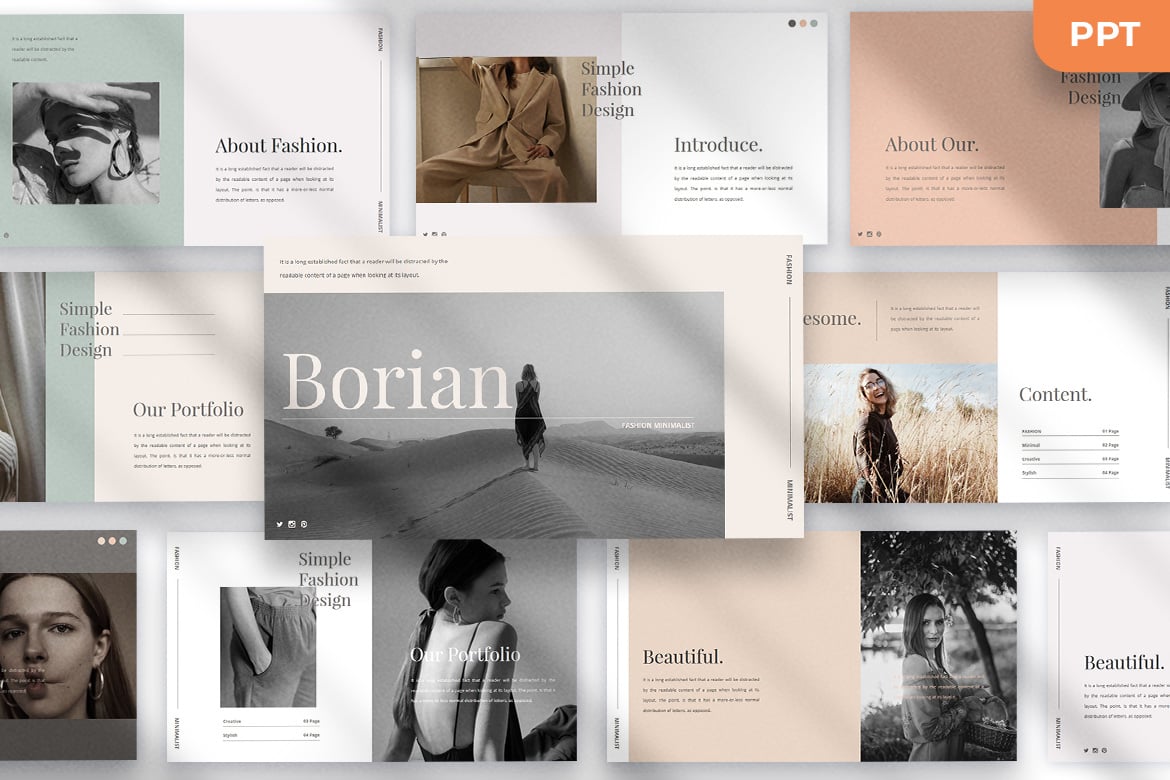 Borian - Template Presentasi PowerPoint Minimalis dan Elegan