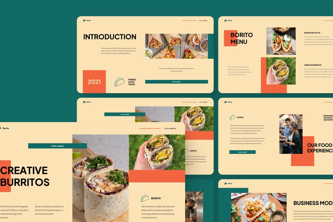 Template Presentasi Borito - PowerPoint untuk Bisnis Makanan