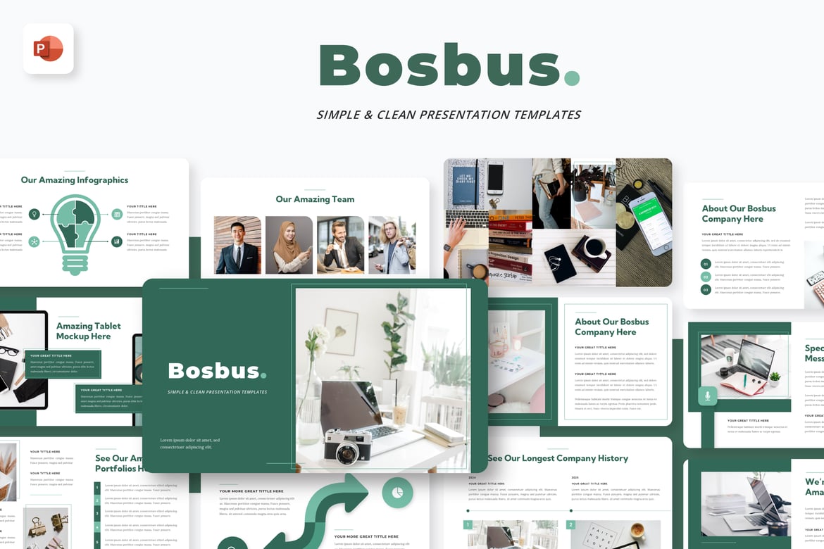 Template PowerPoint Bisnis Bosbus yang Modern dan Profesional