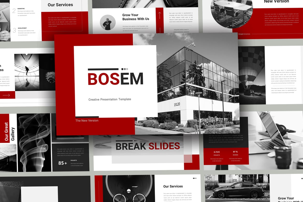 Template Presentasi PowerPoint Bosem untuk Bisnis yang Menarik