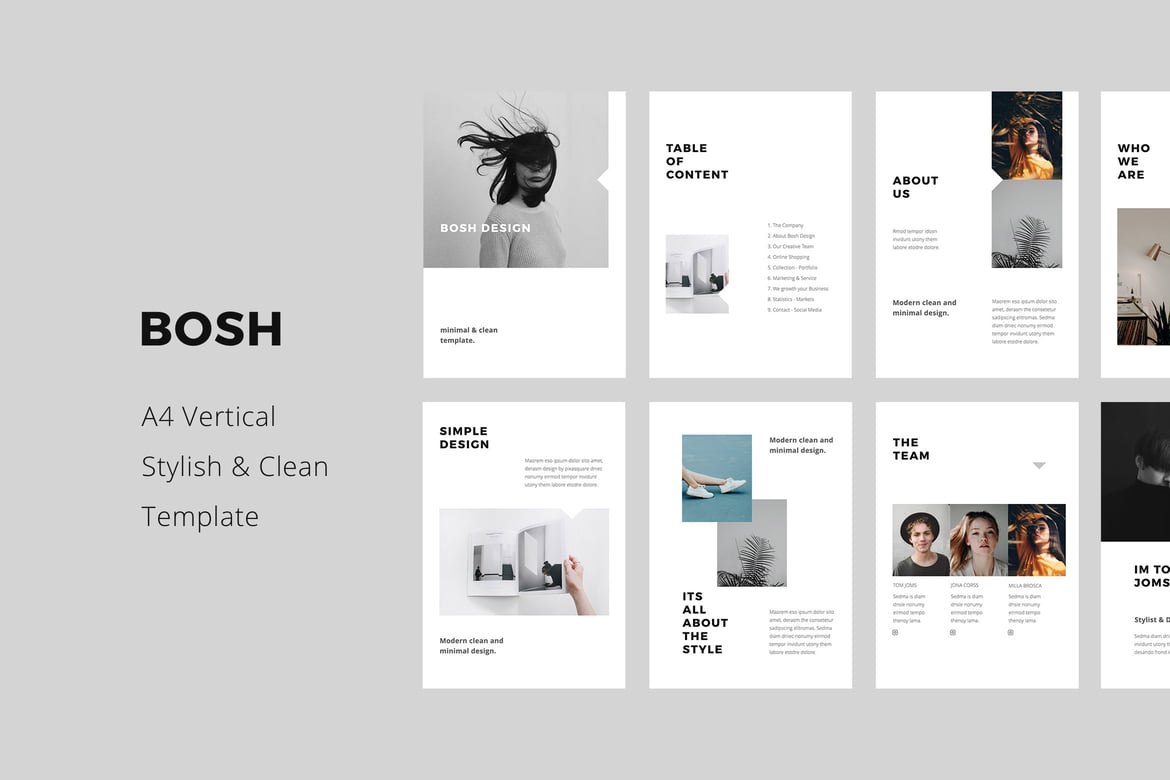 Template PowerPoint A4 Vertikal BOSH yang Modern dan Stylish
