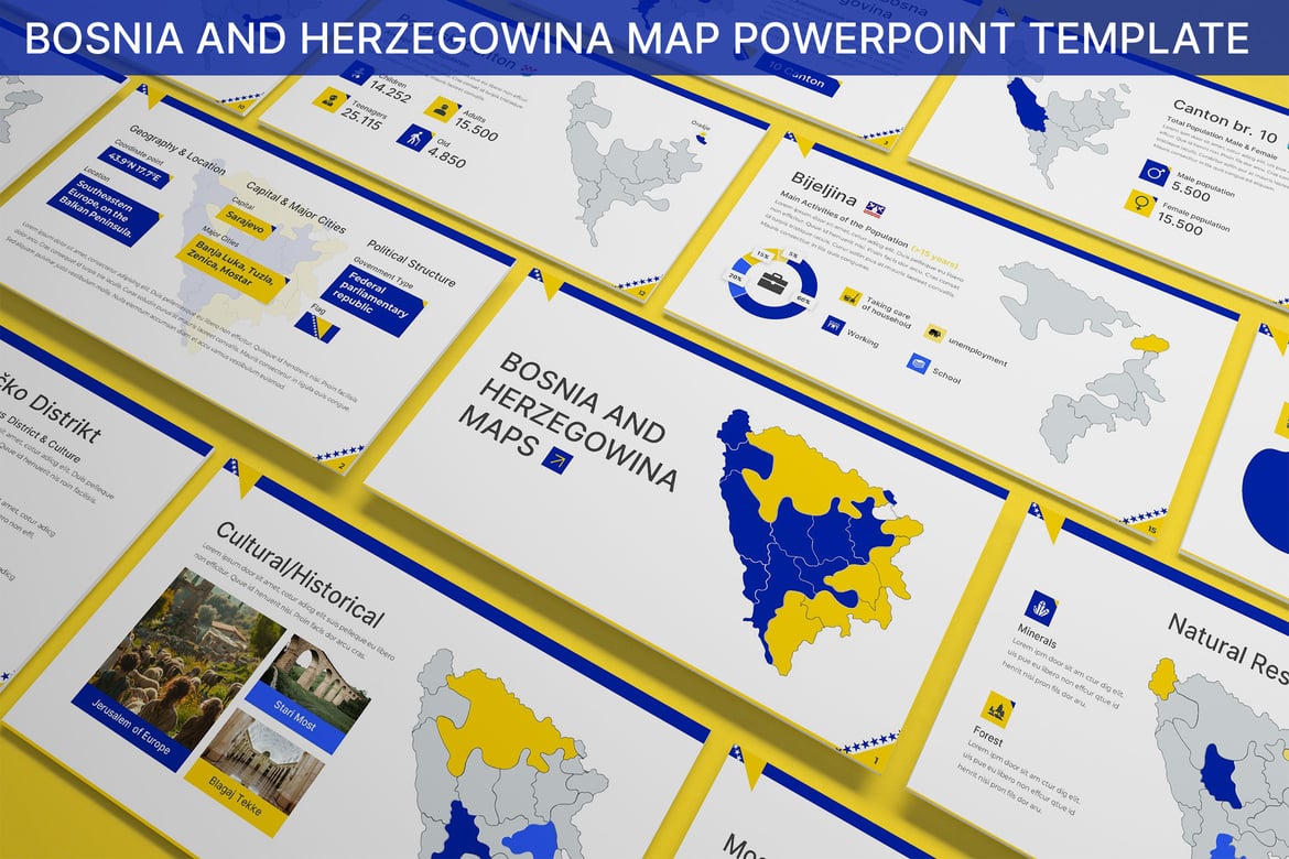 Template Presentasi Peta Bosnia dan Herzegovina yang Menarik