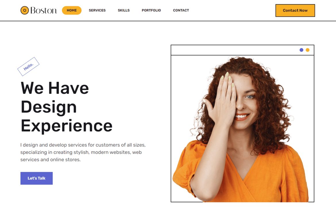 Template Website Portofolio Pribadi Boston - React NextJS Modern dan Kreatif