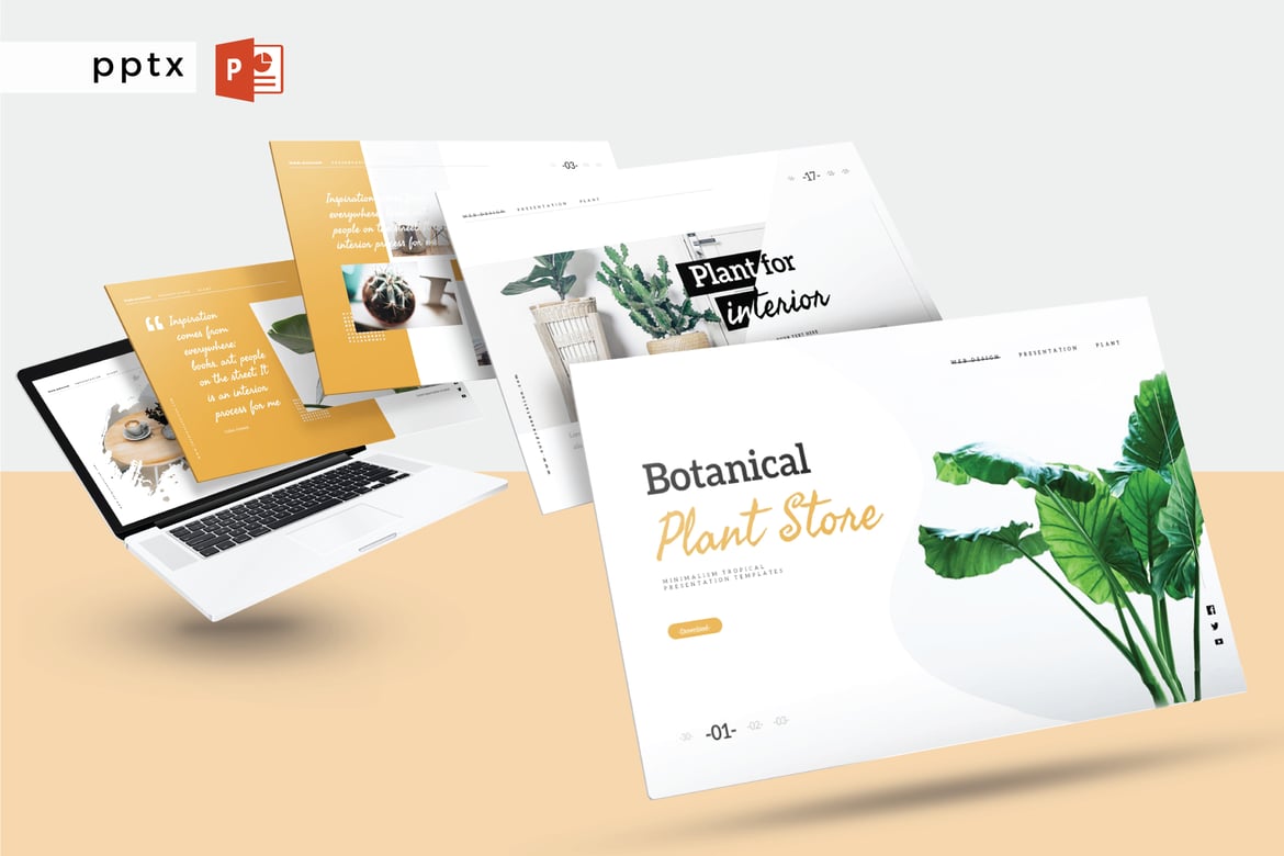 Template Presentasi PowerPoint Modern - Toko Tanaman Botanikal