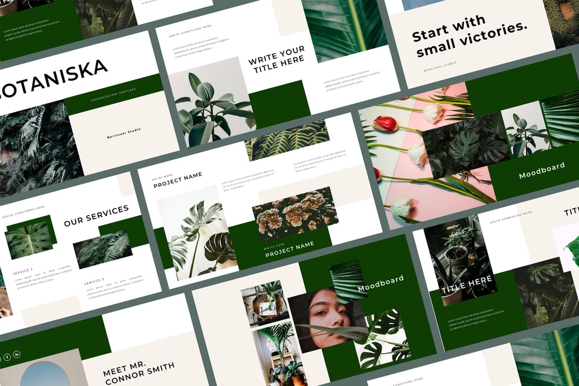 Template PowerPoint Botaniska yang Modern dan Profesional